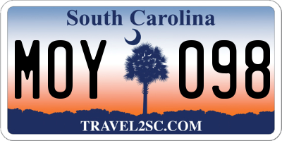 SC license plate MOY098