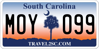SC license plate MOY099