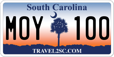 SC license plate MOY100