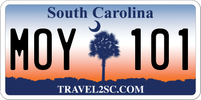 SC license plate MOY101