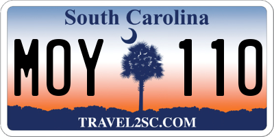 SC license plate MOY110