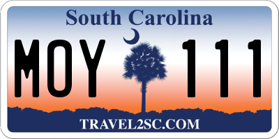 SC license plate MOY111