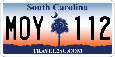 SC license plate MOY112