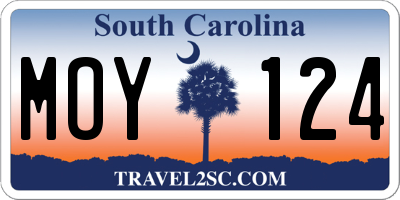 SC license plate MOY124
