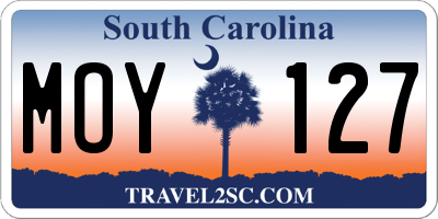 SC license plate MOY127