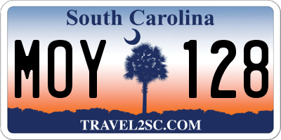 SC license plate MOY128