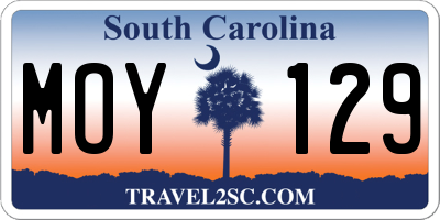SC license plate MOY129