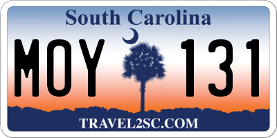 SC license plate MOY131