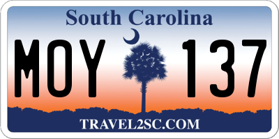SC license plate MOY137