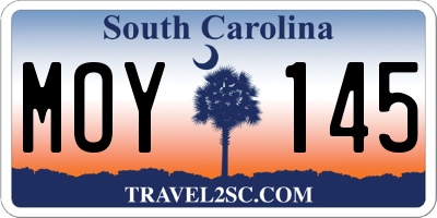 SC license plate MOY145