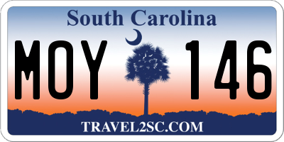 SC license plate MOY146
