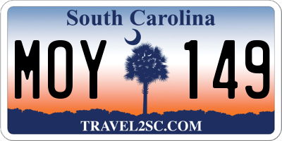 SC license plate MOY149