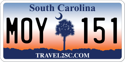 SC license plate MOY151