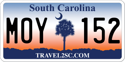 SC license plate MOY152