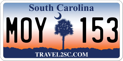 SC license plate MOY153