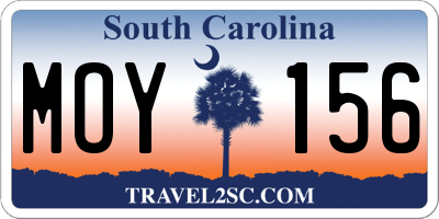 SC license plate MOY156