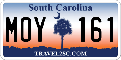 SC license plate MOY161