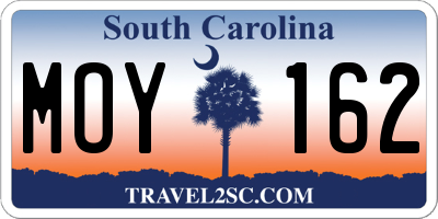 SC license plate MOY162