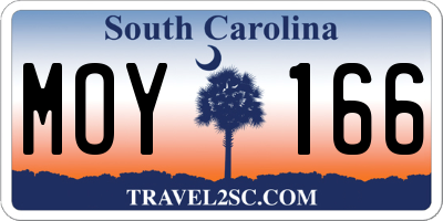 SC license plate MOY166