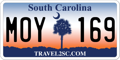 SC license plate MOY169