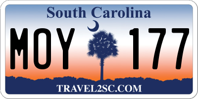 SC license plate MOY177
