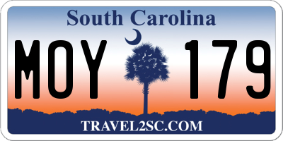 SC license plate MOY179