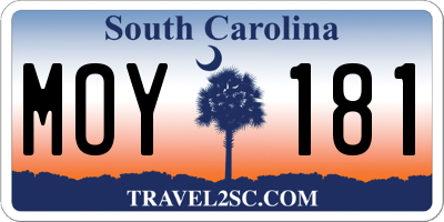 SC license plate MOY181