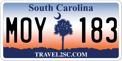 SC license plate MOY183