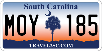 SC license plate MOY185