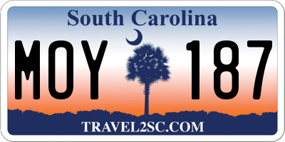 SC license plate MOY187