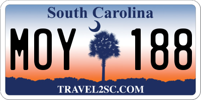 SC license plate MOY188