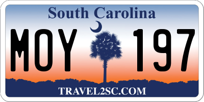 SC license plate MOY197