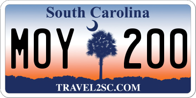 SC license plate MOY200