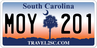 SC license plate MOY201
