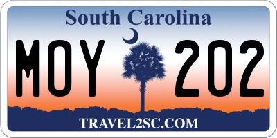SC license plate MOY202