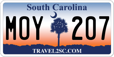SC license plate MOY207