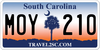 SC license plate MOY210