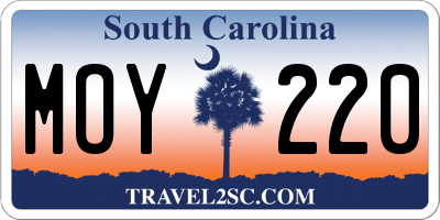SC license plate MOY220