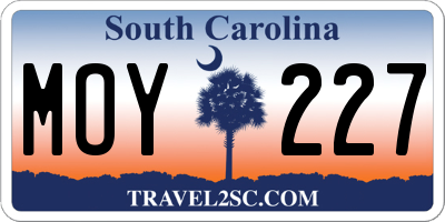 SC license plate MOY227