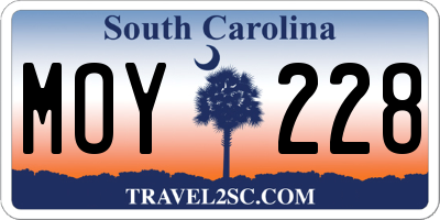 SC license plate MOY228