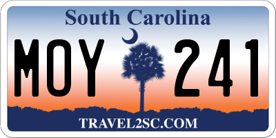 SC license plate MOY241