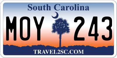 SC license plate MOY243
