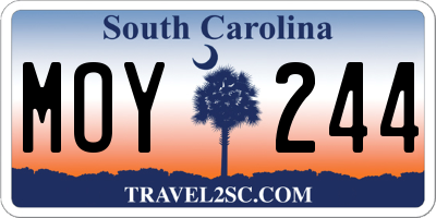 SC license plate MOY244