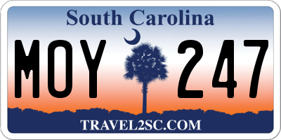 SC license plate MOY247