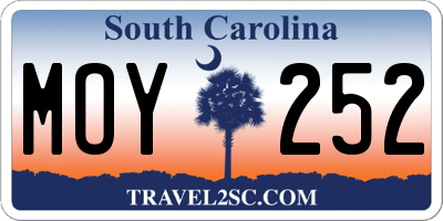 SC license plate MOY252
