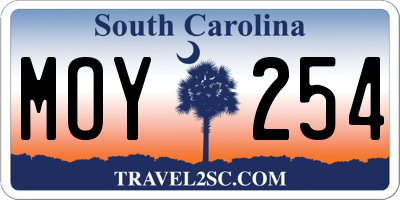 SC license plate MOY254
