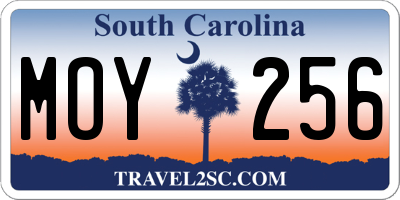 SC license plate MOY256