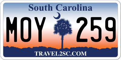 SC license plate MOY259