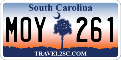 SC license plate MOY261