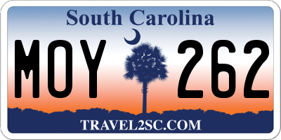 SC license plate MOY262
